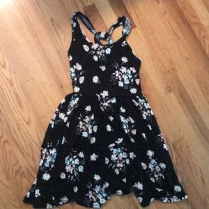 Open back black w/ Floral Print Dress (size S)